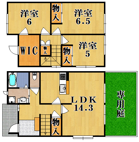 一人部屋やお子様のお部屋を作りやすい間取りです！